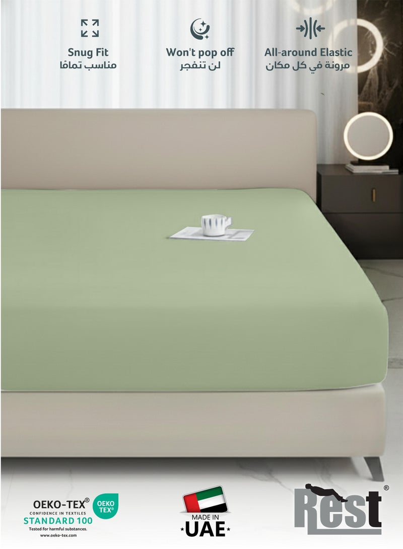REST Fitted Bedsheet 180x200+30cm Breathable Plush Mint Green Fabric with Deep Pockets Machine Washable for Optimal Protection - Image 3